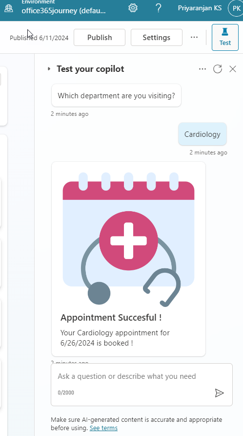Success Message